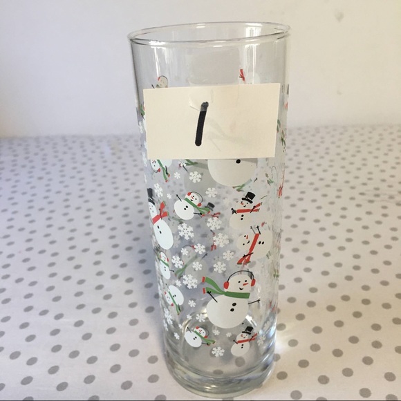 Xmas Barware Snowman Cera Tom Collins tall glass Clear glass with snowmen - Picture 5 of 8
